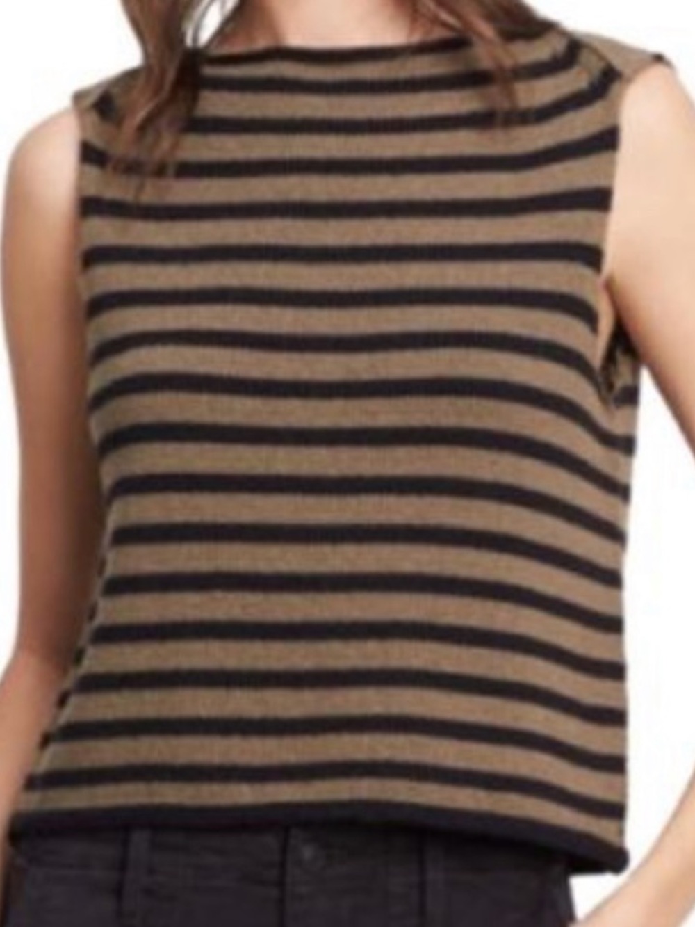 Vince Black Cotton Striped Knit Sleeveless Sweater Tank [Small]